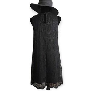 Chetta B A-line lace keyhole sleeveless shift dress black size 10 classic summer